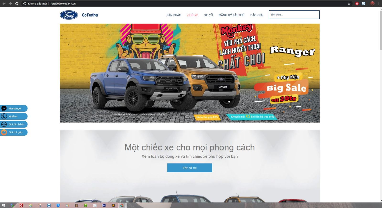 giao diện website bán ô tô ford